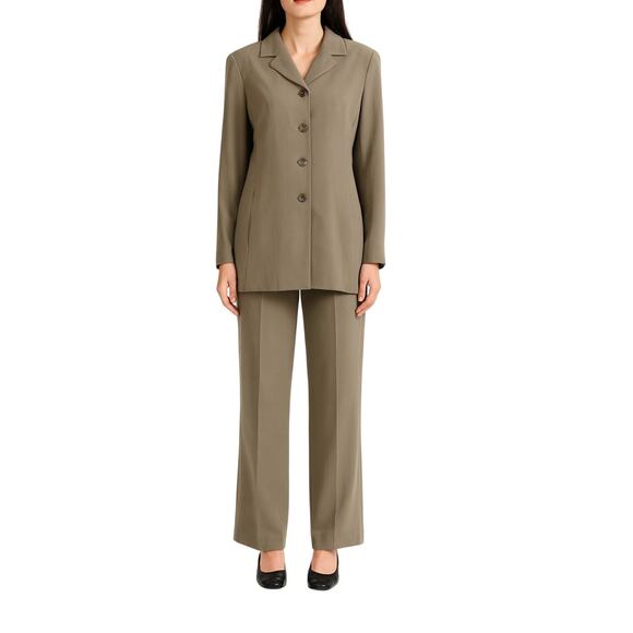 1990s Vintage Valerie Stevens Tan Women's Pantsuit Blazer and Dress Pants 6P - Picture 1 of 10